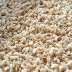 Carpet fibers with cleaning residue that can trap odors over time