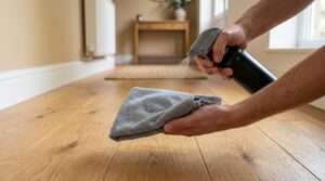 Hands_spraying_microfiber_cloth